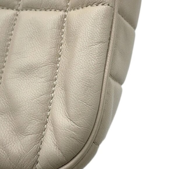 CELINE Matelasse Mono Chrome Chainshoulder Bag Leather Greige 111273 - Picture 5 of 15